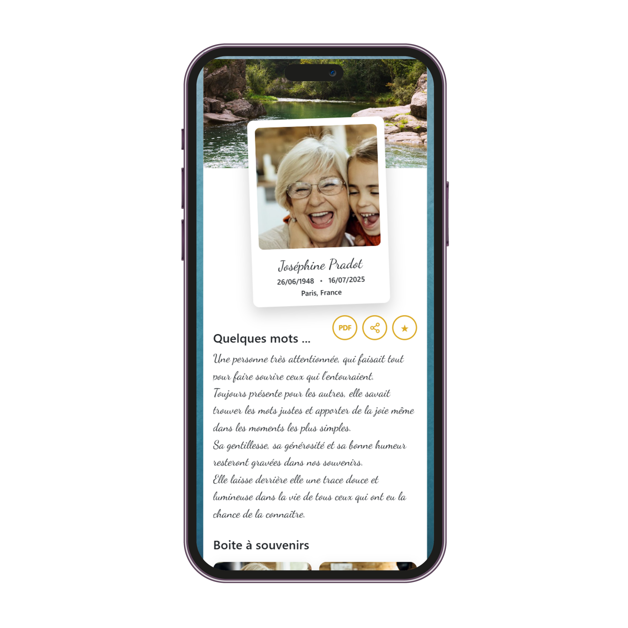 Espace souvenir proches Espace souvenir proches